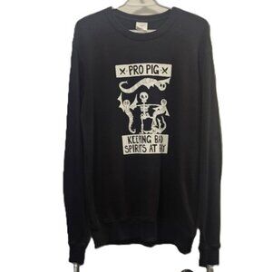 Men's Black Skeleton Graphic Sweatshirt  size M PRO PIG Print